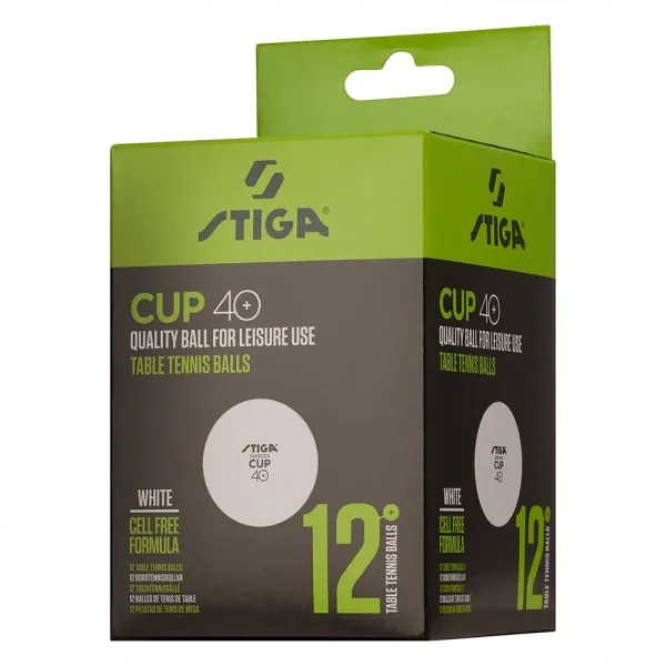 Мяч для наст. тенниса Stiga Cup ABS, 1110-2510-12, диам.40+мм, пластик, упак. 12 шт, белый за 1&nbsp;774.80 ₽ в Нижнем Тагиле
