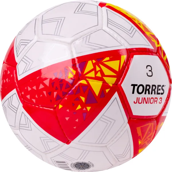 Мяч футб. TORRES Junior-3, F323803, р.3,глянц.ПУ, 4 сл, 32 п,руч.сш,бел-крас-жел за 2&nbsp;070.60 ₽ в Нижнем Тагиле