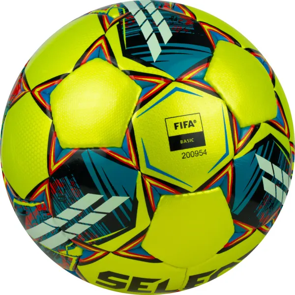 Мяч футзал. SELECT Futsal Mimas, 1053460550, р.4,FIFA Basic, 32 пан, гл.ПУ, руч.сш, жел-сине-красный за 6&nbsp;303.60 ₽ в Нижнем Тагиле