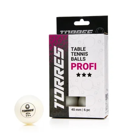 Мяч для наст. тенниса TORRES Profi 3*, TT23012, диам. 40+мм, упак. 6 шт, белый за 338.30 ₽ купить в Нижнем Тагиле