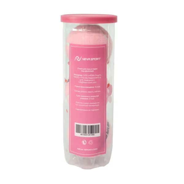 Мяч для падела NS Sakura, UAA2, уп.3 шт, сукно, нат.резина, розовый за 824.50 ₽ в Нижнем Тагиле