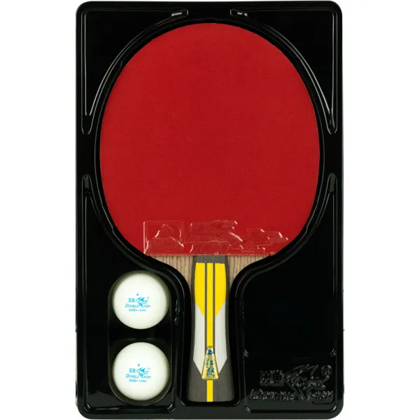 Ракетка для н/т DOUBLE FISH 6A+C, для подвин.,ITTF Appr.,накл. 2,1 мм, конич. ручка+ 2 мяча V40+мм за 3&nbsp;442.50 ₽ в Нижнем Тагиле